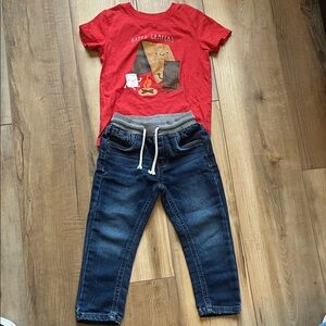 Cat & Jack Happy Campers Shirt & Jeans with Drawstring Waist